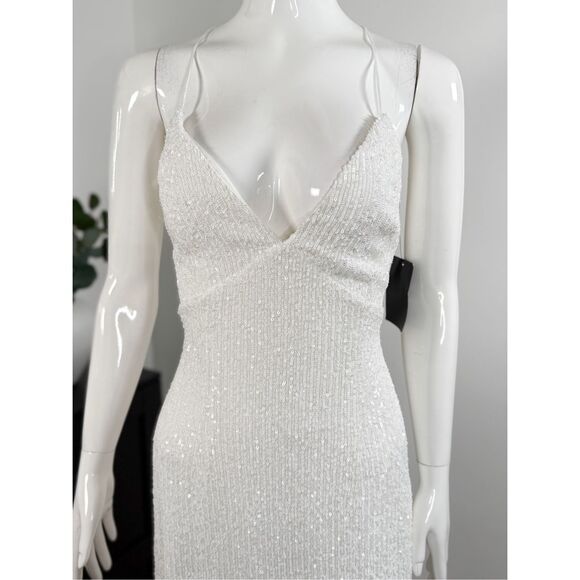 NWT Retrofete Violet asymmetric lace-up sequined stretch-tulle gown Size Small - Picture 9 of 14